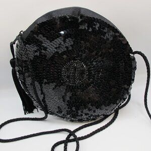 Adrienne Vittadini vintage round black sequined bag